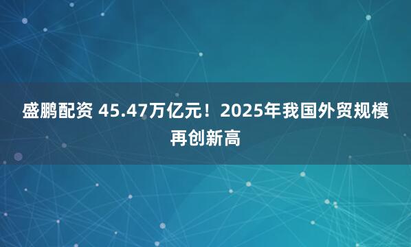 盛鹏配资 45.47万亿元！2025年我国外贸规模再创新高
